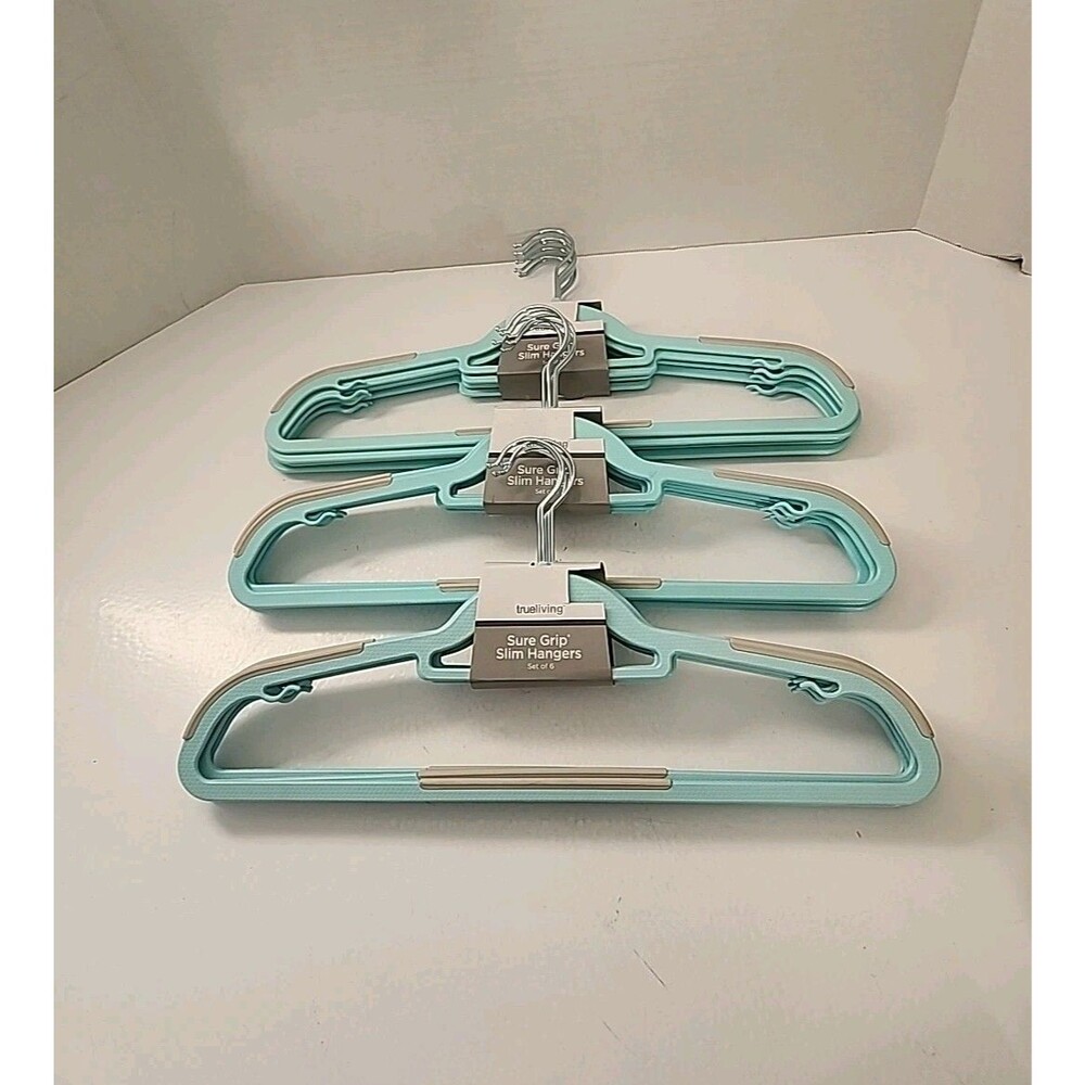 3 6-PACKS 18 TRUE LIVING Sure Grip Slim Hangers PLASTIC HANGERS 17.75" NEW